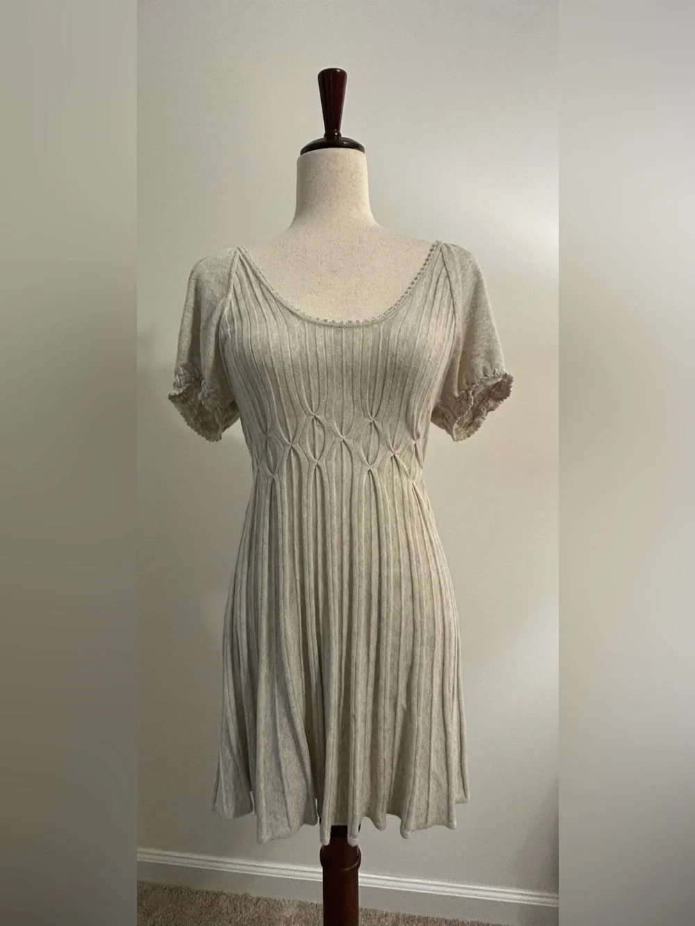 Studio M Cream Cable Knit Long Tunic Sweater Top Medium